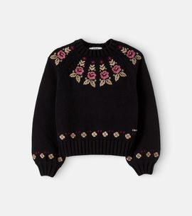 Chloe Kids Chloé Kids Floral cotton and cashmere sweater
