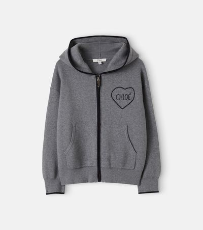 Chloe Kids Chloé Kids Logo cotton and wool zip-up hoodie