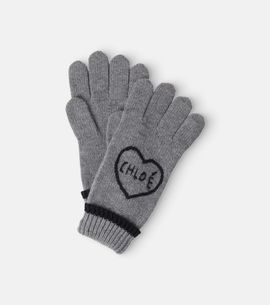 Chloe Kids Chloé Kids Logo embroidered cotton and wool gloves