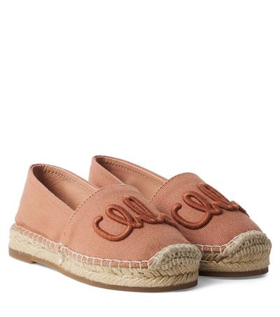 Chloe Kids Chloé Kids Logo leather-trimmed espadrilles