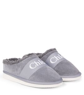 Chloe Kids Chloé Kids Logo suede slippers