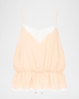 Chloe Lace-Trim Floral Silk Jacquard Sleeveless Top