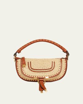 Chloe Marcie Top-Handle Bag in Viscose Raffia