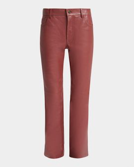 Chloe Mid-Rise Leather Flare Trousers