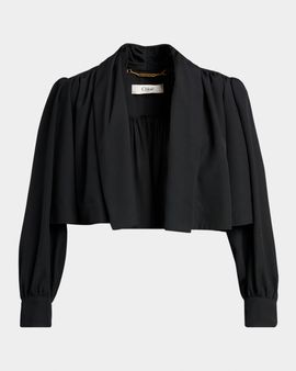 Chloe Open-Front Pleated Crop Blazer