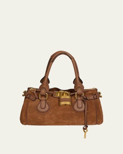 Chloe Paddington Padlock Suede Shoulder Bag