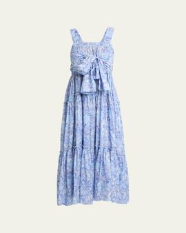 Chloe Painted Flowers Cotton Maxi Dress