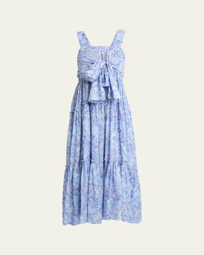 Chloe Painted Flowers Cotton Maxi Dress