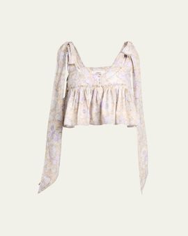 Chloe Painted Flowers Cotton Top