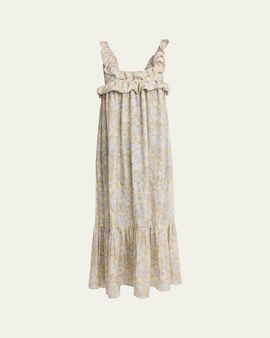Chloe Painted Flowers Silk Maxi Dress