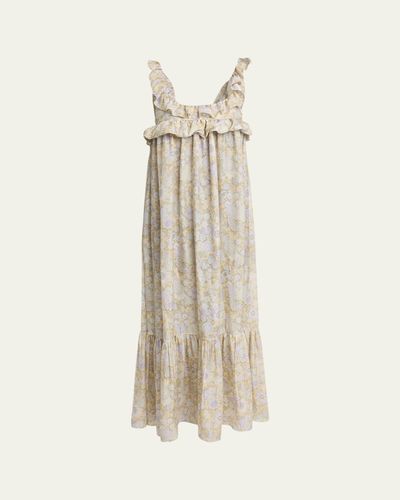 Chloe Painted Flowers Silk Maxi Dress