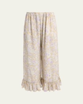 Chloe Painted Flowers Silk Trousers