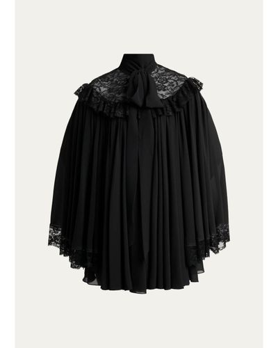 Chloe Pleated Floral Lace Tie-Neck Mini Dress