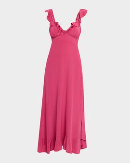 Chloe Ruffle V-Neck Empire Midi Dress