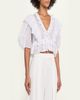 Chloe Ruffled Eyelet Cotton Puff-Sleeve Crop Top - 4