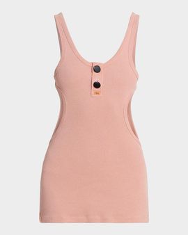Chloe Scoop-Neck Cotton Rib Cutout Tank Top