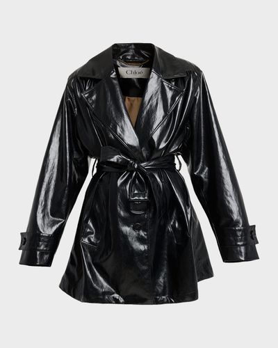 Chloe Shiny Belted Short Trench Coat
