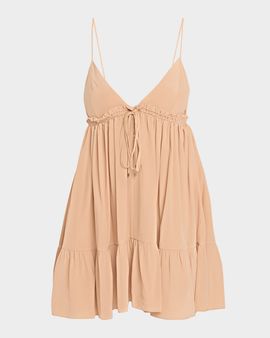 Chloe Sleeveless Silk Crepe Mini Trapeze Dress