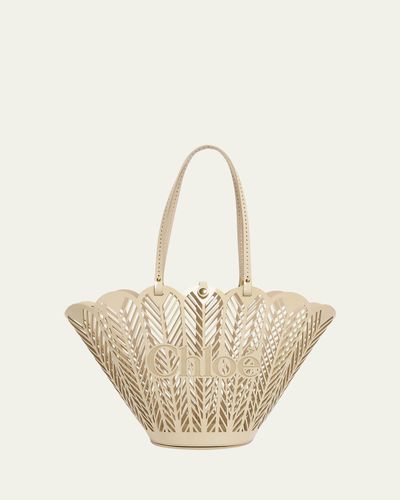 Chloe Soleil Cutout Leather Basket Tote Bag