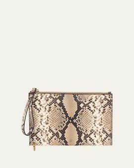 Chloe Spin Python-Embossed Leather Pouch Bag