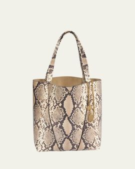 Chloe Spin Python-Embossed Leather Tote Bag