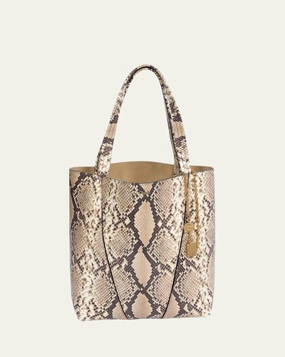 Chloe Spin Python-Embossed Leather Tote Bag