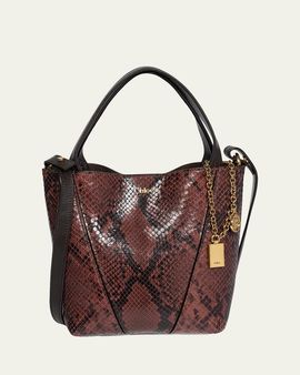 Chloe Spin Small Python-Embossed Leather Top-Handle Bag