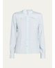 Chloe Striped Silk Chest Yoke Button-Down Top - 1