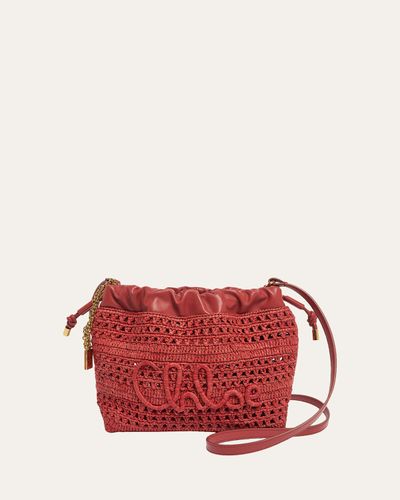 Chloe Summer Banana Mini Raffia Top Handle Bag