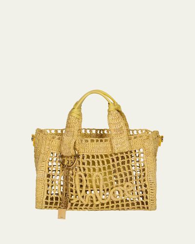 Chloe Summer Banana Small Raffia Tote Bag
