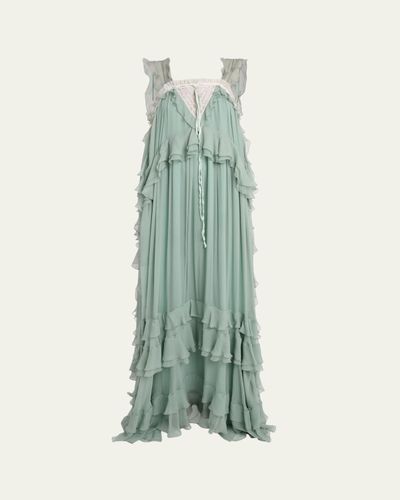 Chloe Tiered Long Silk Gown
