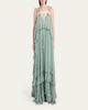 Chloe Tiered Long Silk Gown - 2