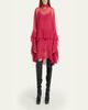 Chloe Tiered Ruffle Silk Mousseline Long-Sleeve Mini Dress - 4