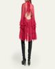 Chloe Tiered Ruffle Silk Mousseline Long-Sleeve Mini Dress - 5