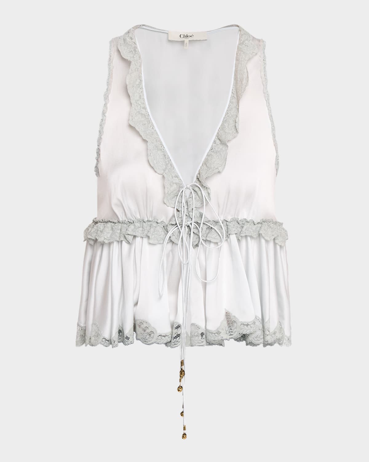 Chloe V-Neck Sleeveless Satin Babydoll Top