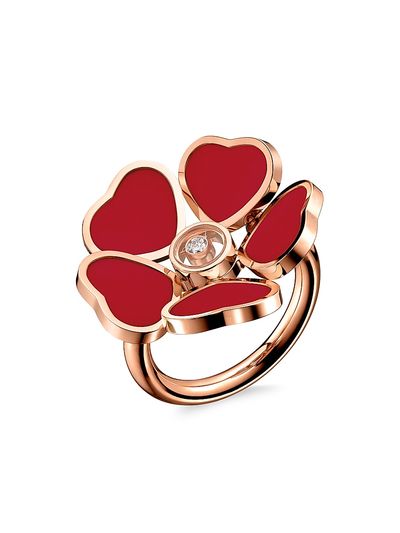 Chopard Women's Happy Diamonds 18K Rose Gold & Diamond Flower Ring