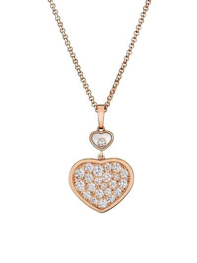 Chopard Women's Happy Hearts 18K Rose Gold & Diamond Pendant Necklace