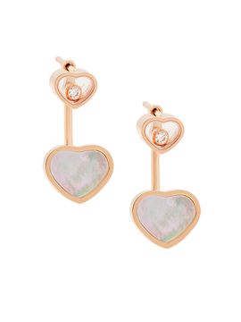 Chopard Women's Happy Hearts 18K Rose Gold, Diamond & Mother-of-Pearl Earrings