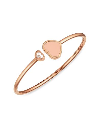 Chopard Women's Happy Hearts 18K Rose Gold, Diamond & Rosé Stone Bangle