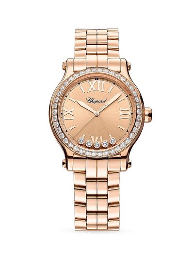 Chopard Women's Happy Sport 18K Rose Gold & Diamond Bracelet Watch