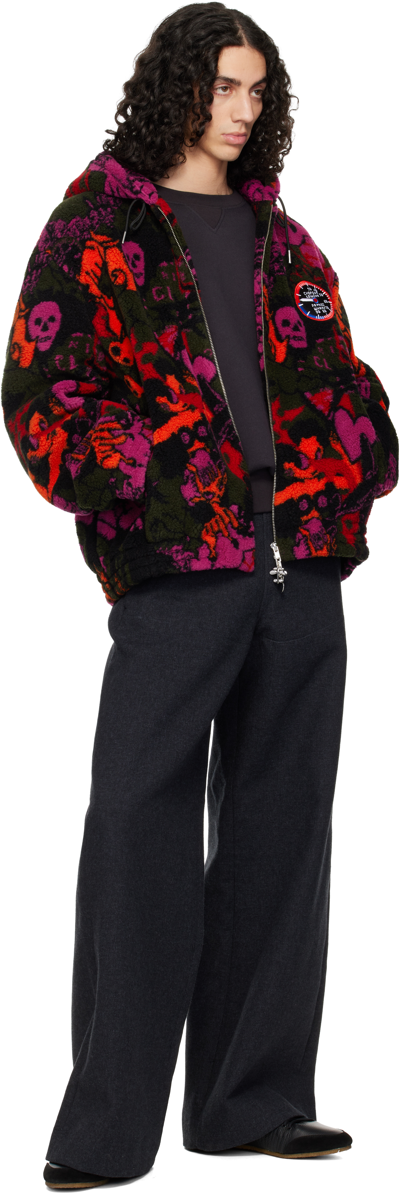 Chopova Lowena - Black Engine Party Oversized Hooded Fleece Jacket