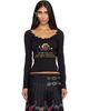 Chopova Lowena Chopova Lowena Black 'FEELINGS' Happy Long Sleeve T-shirt - 1
