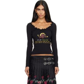 Chopova Lowena Chopova Lowena Black 'FEELINGS' Happy Long Sleeve T-shirt