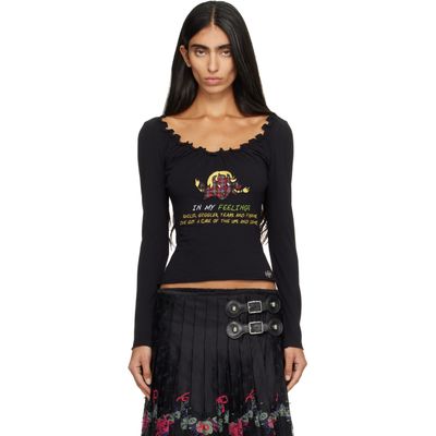 Chopova Lowena Chopova Lowena Black 'FEELINGS' Happy Long Sleeve T-shirt