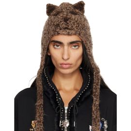 Chopova Lowena Chopova Lowena Brown Puppy Knitted Bonnet