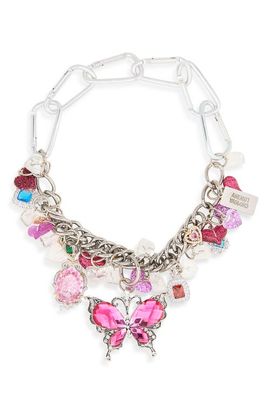 Chopova Lowena Chopova Lowena Fly My Love Crystal Butterfly Carabiner Charm Necklace