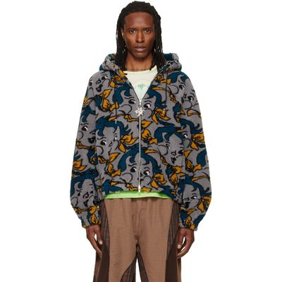 Chopova Lowena Chopova Lowena Gray 'Cheeky Girl' Oversized Hooded Fleece Jacket
