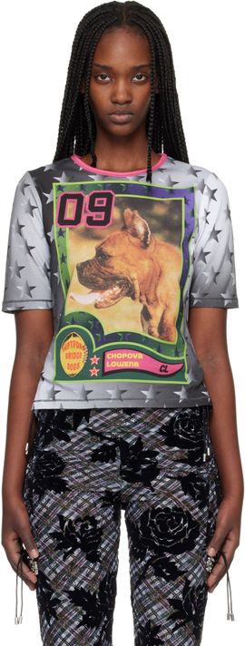 Chopova Lowena Chopova Lowena Gray 'Deptford Dogs' Fitted Jersey T-shirt