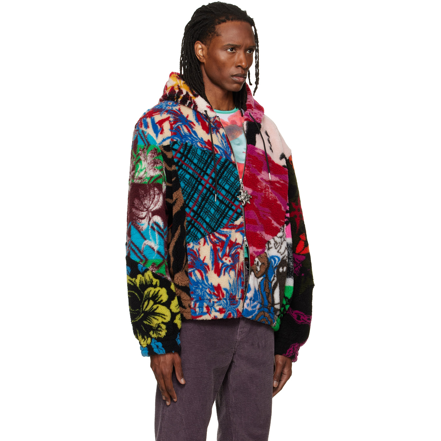 Chopova Lowena - Multicolor Patchwork Oversized Hooded Fleece Jacket