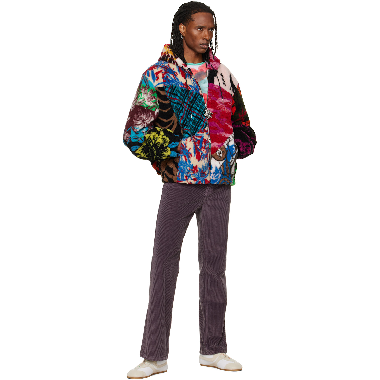 Chopova Lowena - Multicolor Patchwork Oversized Hooded Fleece Jacket